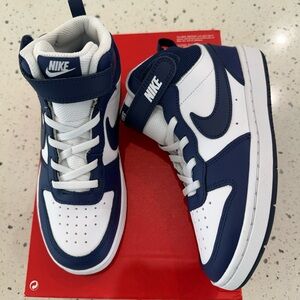 New boys girls Nike Kids High-Top Sneakers - Navy & White Sz 1.5